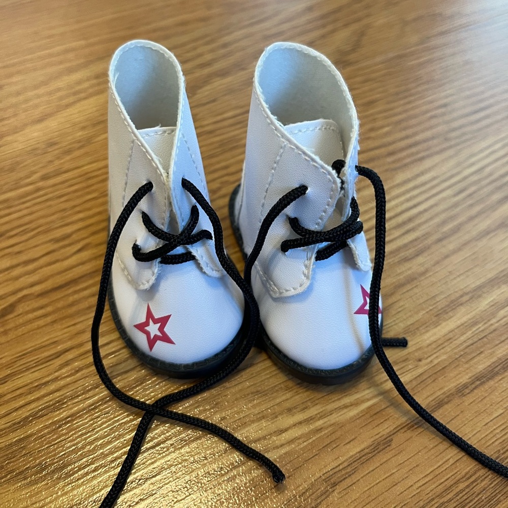 American Girl Doll White Star Lace-Up Boots